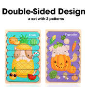 Double Sided Strip 3D Puzzles Baby Toy Wooden Montessori