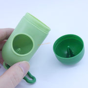 A portable plastic dispenser for a baby diaper waste bag