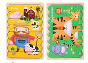 Double Sided Strip 3D Puzzles Baby Toy Wooden Montessori