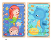 Double Sided Strip 3D Puzzles Baby Toy Wooden Montessori