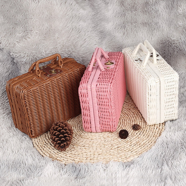 Kids Vintage Rattan Handbag Handmade Totes