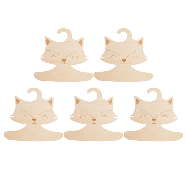 5Pc/10Pcs Nordic Style Baby Cute Fox Wooden Clothes Hanger