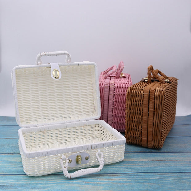 Kids Vintage Rattan Handbag Handmade Totes